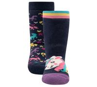 EWERS Chaussettes 'Einhorn' bleu / bleu nuit / corail / orange foncé, Taille 35-38