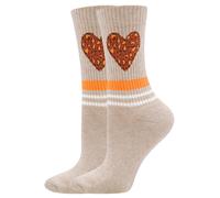 EWERS Chaussettes 'Herz' beige foncé / orange fluo / orange foncé / blanc cassé, Taille 35-38