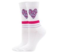 EWERS Chaussettes 'Herz' violet clair / violet foncé / rouge vif / blanc, Taille 35-38