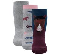 EWERS Chaussettes 'Pferd' turquoise / gris chiné / rouge foncé / noir, Taille 35-38