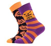 EWERS Lot de 2 chaussettes d'Halloween pour enfants, 2 paires de chaussettes pour enfants avec motif de citrouille, coton, MADE IN GERMANY, tailles 18-19