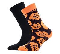 EWERS Lot de 2 chaussettes d'Halloween pour enfants, 2 paires de chaussettes pour enfants avec motif de chauve-souris et de fantôme, coton, MADE IN GERMANY, tailles 27-30