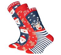 EWERS Lot de 3 chaussettes de Noël pour enfants, 3 paires de chaussettes pour enfants avec le Père Noël, le renne et le bonhomme de pain d'épice, coton, MADE IN GERMANY, tailles 39-42