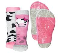 EWERS pack de 2 chaussettes avec motif de vache & taches de vache, chaussettes avec semelle antidérapante pour filles, MADE IN GERMANY, 2 paires pour enfants, taille 21-22