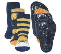 EWERS Pack de 3 chaussettes de sécurité lion, chaussettes antidérapantes avec semelle SoftStep, Made in Germany, pour enfants, taille 21-22, Bleu, 3 paires