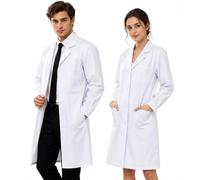 EWFAS Blouse Blanche Chimie Homme Femme Blouse Laboratoire Coton de Physique Chimie Lycée avec Poche et Bouton Blouses Medicale Manche Longue pour College Étudiant Medicale Infirmier Industriel