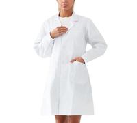 EWFAS Blouse Blanche Chimie Physique Médicale Scientifique Coton Manche Longue avec Poche pour Étudiant Homme Femme Lycee Collège Laboratoire Confortable léger résistant Pratique idéal