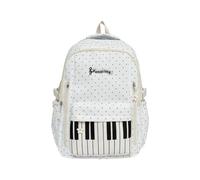 EWFAS Sac à Dos Scolaire Motif Piano et Points Blancs, Sac à Dos Musique pour Étudiant, Sac Multicompartment Anti-Éclaboussures, Sac pour Amateurs de Musique