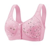 EWFAS Soutien-Gorge Senior Devant à Boutons sans Armature Imprimé Floral Grand Bonnet Large Bretelles Brassière Convalescence Quotidien Maison Robe Longue Décolletée Couleur Pastelle