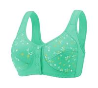 EWFAS Soutien-Gorge Senior Devant à Boutons sans Armature Imprimé Floral Grand Bonnet Large Bretelles Brassière Convalescence Quotidien Maison Robe Longue Décolletée Couleur Pastelle