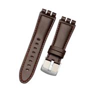 ewgrkba Accessoires de montre compatibles avec les bracelets de montre Swatch 23 mm, bracelet en cuir souple for homme, bracelet en cuir noir et marron(B Dark brown,23mm silver clasp)