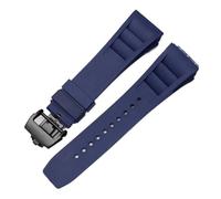 ewgrkba Bracelet de montre en caoutchouc 25 mm, noir, rouge, vert, gris, bleu, jaune, orange, compatible avec Richard Mille (bracelet en silicone RM011)(Blue-black)