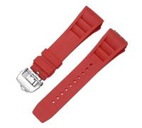 ewgrkba Bracelet de montre en caoutchouc 25 mm, noir, rouge, vert, gris, bleu, jaune, orange, compatible avec Richard Mille (bracelet en silicone RM011)(Red-silver)