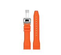 ewgrkba Bracelet de montre en caoutchouc fluoré à dégagement rapide, compatible avec les montres IWC Big Pilot Portofino TOP 171820, bracelet en caoutchouc 20 21 22(Orange silver,Width 21mm)