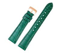 ewgrkba Bracelet de montre en cuir de vachette compatible avec les modèles Swarovski 5547642, 5452498 et 5452501, boucle ardillon de 17 mm, bracelet à dégagement rapide for femme(Green-rosegold,15mm)