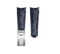 ewgrkba Bracelet de montre original incurvé 20 mm, compatible avec Rolex Water Ghost, bracelet en cuir véritable for homme GMT Submariner Daytona(Dark blue silver)