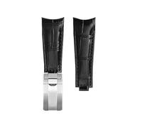 ewgrkba Bracelet de montre original incurvé 20 mm, compatible avec Rolex Water Ghost, bracelet en cuir véritable for homme GMT Submariner Daytona(Black silver)