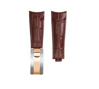 ewgrkba Bracelet de montre original incurvé 20 mm, compatible avec Rolex Water Ghost, bracelet en cuir véritable for homme GMT Submariner Daytona(Brown Silver RG)