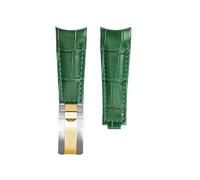 ewgrkba Bracelet de montre original incurvé 20 mm, compatible avec Rolex Water Ghost, bracelet en cuir véritable for homme GMT Submariner Daytona(Green Silver gold)