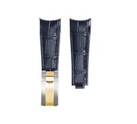 ewgrkba Bracelet de montre original incurvé 20 mm, compatible avec Rolex Water Ghost, bracelet en cuir véritable for homme GMT Submariner Daytona(D blue Silver gold)