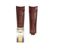 ewgrkba Bracelet de montre original incurvé 20 mm, compatible avec Rolex Water Ghost, bracelet en cuir véritable for homme GMT Submariner Daytona(Brown Silver gold)