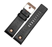 ewgrkba Bracelet de montre tendance en cuir de vache avec rivets, compatible avec les modèles Diesel DZ7313, DZ7333, 7322, 7257, 4318, 7348, 7334(Black x rose gold,22mm)