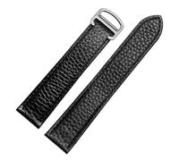 ewgrkba Bracelet en cuir de litchi compatible avec les montres Cartier Tank Solo Ronde de 20, 23 et 25 mm. Accessoires de montre(Black-Silver,22mm)