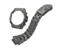ewgrkba Compatible avec les bracelets de montre Casio GA-2100/2110/B2100 GM-2100/GBM2100, boîtier métallique camouflage modifié, bracelet en caoutchouc fluoré, accessoires(GM2100 GBM-2100)