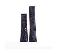 ewgrkba Compatible avec TAG Heuer MONACO CARRERA CAW211R/P Bracelet de montre en cuir véritable avec boucle pliante Bracelet en cuir de vachette imprimé litchi Bracelet for homme(Blue orang no clasp)