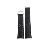ewgrkba Compatible avec TAG Heuer MONACO CARRERA CAW211R/P Bracelet de montre en cuir véritable avec boucle pliante Bracelet en cuir de vachette imprimé litchi Bracelet for homme(Black silver clasp)