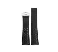 ewgrkba Compatible avec TAG Heuer MONACO CARRERA CAW211R/P Bracelet de montre en cuir véritable avec boucle pliante Bracelet en cuir de vachette imprimé litchi Bracelet HOMME(Black silver clasp)
