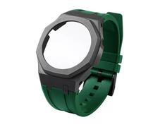 ewgrkba Kit de modification compatible avec Casio GA-2100 GA-2110 GA-B2100, boîtier en céramique, bracelet en caoutchouc fluoré, lunette GA2100, bracelet de montre for homme(Black green)