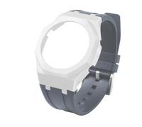 ewgrkba Kit de modification compatible avec Casio GA-2100 GA-2110 GA-B2100, boîtier en céramique, bracelet en caoutchouc fluoré, lunette GA2100, bracelet de montre for homme(White grey)