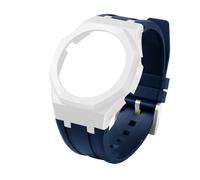 ewgrkba Kit de modification compatible avec Casio GA-2100 GA-2110 GA-B2100, boîtier en céramique, bracelet en caoutchouc fluoré, lunette GA2100, bracelet de montre for homme(White blue)