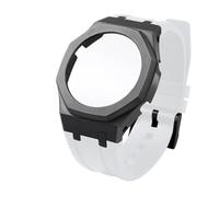 ewgrkba Kit de modification compatible avec Casio GA-2100 GA-2110 GA-B2100, boîtier en céramique, bracelet en caoutchouc fluoré, lunette GA2100, bracelet de montre for homme(Black white)