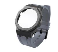 ewgrkba Kit de modification compatible avec Casio GA-2100 GA-2110 GA-B2100, boîtier en céramique, bracelet en caoutchouc fluoré, lunette GA2100, bracelet de montre for homme(Black grey)