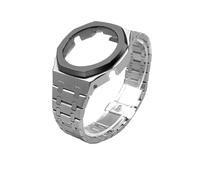ewgrkba Kit de modification compatible avec Casio GA-2100 GMA-S2100 GM-2100, boîtier de montre for homme en acier inoxydable, bracelet de rechange en métal(Silver black Set,GA-2100)