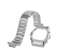 ewgrkba Kit de modification G-Refit GM5600, boîtier en acier inoxydable, bracelet compatible avec Casio GM-5600, bracelet métallique, bracelet de montre for homme G-Shock + outils(Silver case-strap)