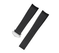 ewgrkba Rubber Silicone Watch Strap Compatible With Tag Heuer CARRERA AQUARACER Series Watch Black Blue Watchband Suitable 22mm(Black silver buckle)