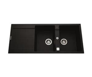EWI Evier cuisine à encastrer 2 bacs + 1 égouttoir Tamaris - Granit - 116 x 50 cm - Noir