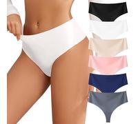 EWIGELIEBE Lot de 6 strings sans coutures pour femme Sous-vêtements invisibles respirants et doux Taille haute S-XL, multicolore, M