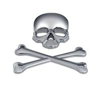 Ewin24 1pcsx Argent 3d 3m Skull Métal Skeleton Crossbones Design Autocollant Voiture Étiquette Crâne Badge Emblem Moto Bike