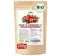 EWL Naturprodukte Poudre de rose musquée bio 200 g, poudre de rose musquée de qualité alimentaire brute, poudre de cynorhodon bio issue de l'agriculture biologique contrôlée, végétalienne