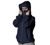 Ewleguzka Cagoule à capuche zippée pour femme - Veste polaire à fermeture éclair intégrale - Sweat à capuche surdimensionné décontracté pour l'automne et l'hiver avec poches, 01 Bleu marine, S