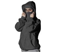 Ewleguzka Cagoule à capuche zippée pour femme - Veste polaire à fermeture éclair intégrale - Sweat à capuche surdimensionné décontracté pour l'automne et l'hiver avec poches, S
