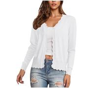 Ewleguzka Cardigan à manches longues ouvert sur le devant pour femme - Léger - Tendance, X10 Blanc, L