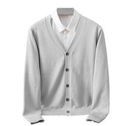 Ewleguzka Cardigan d'automne pour femme, col rond, manches longues, bouton ouvert sur le devant, cardigan surdimensionné pour femme, X35 Gris, L