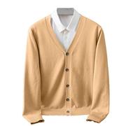 Ewleguzka Cardigan d'automne pour femme, col rond, manches longues, bouton ouvert sur le devant, cardigan surdimensionné pour femme, X35 Kaki, XL