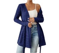 Ewleguzka Cardigan kimono à manches longues ouvert sur le devant pour femme - Pull décontracté en tricot surdimensionné avec poches, X38 Bleu, XXL