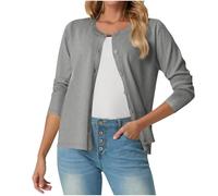 Ewleguzka Cardigan léger ouvert sur le devant pour femme, tenue décontractée avec poches, X22 Gris, S